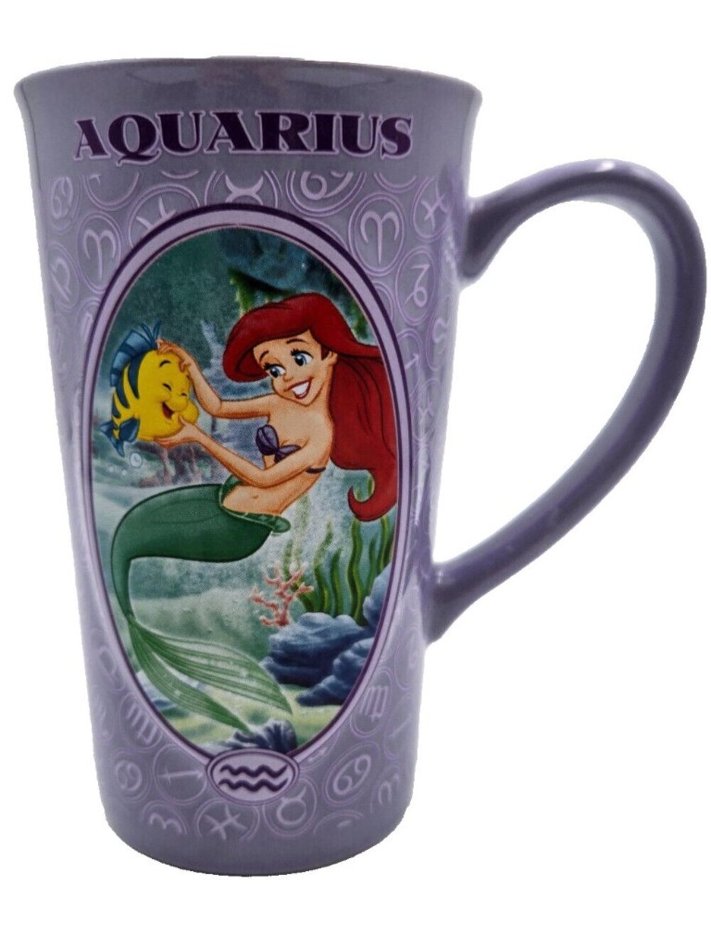 Disney Store The Little Mermaid Ariel Zodiac Horoscope Aquarius Purple  Cup Mug
